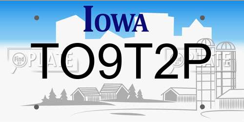 TO9T2P Iowa License Plate