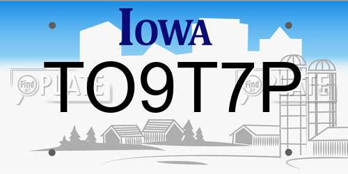 TO9T7P Iowa License Plate