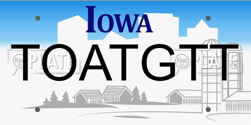 TOATGTT Iowa License Plate
