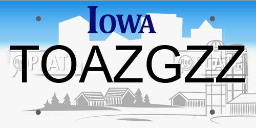 TOAZGZZ Iowa License Plate