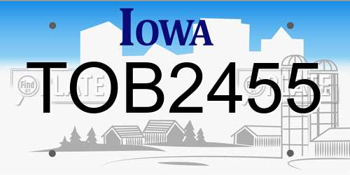 TOB2455 Iowa License Plate