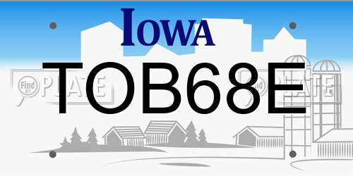 TOB68E Iowa License Plate