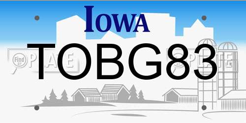 TOBG83 Iowa License Plate