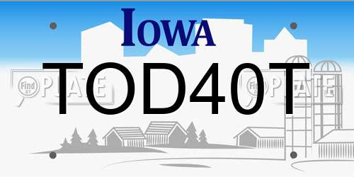 TOD40T Iowa License Plate