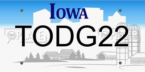 TODG22 Iowa License Plate