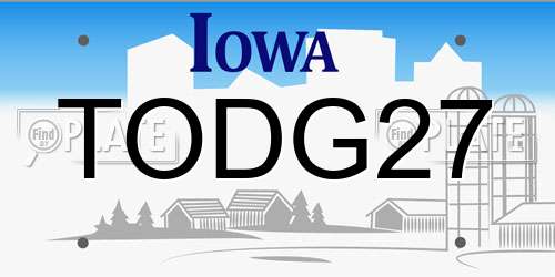 TODG27 Iowa License Plate