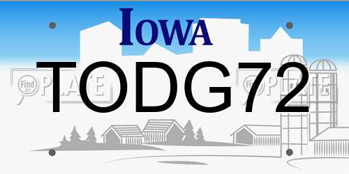 TODG72 Iowa License Plate