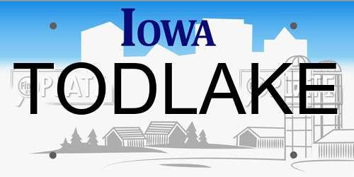 TODLAKE Iowa License Plate