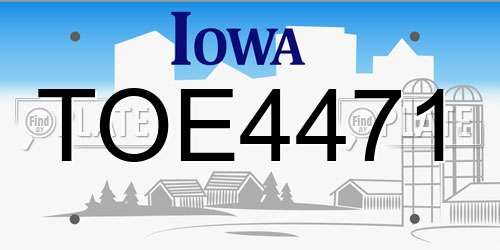 TOE4471 Iowa License Plate
