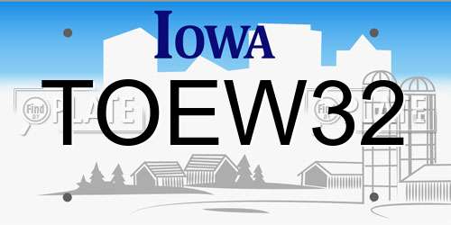 TOEW32 Iowa License Plate