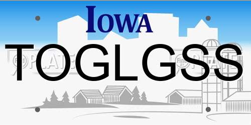 TOGLGSS Iowa License Plate