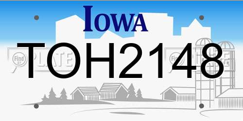 TOH2148 Iowa License Plate