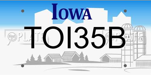 TOI35B Iowa License Plate