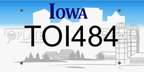 TOI484 Iowa License Plate