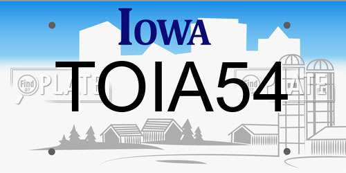 TOIA54 Iowa License Plate