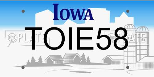 TOIE58 Iowa License Plate