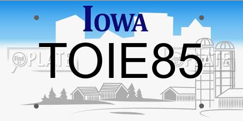 TOIE85 Iowa License Plate