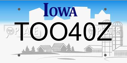 TOO40Z Iowa License Plate