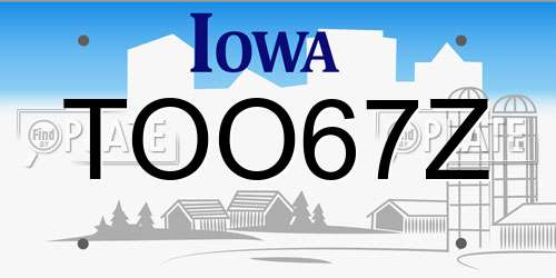TOO67Z Iowa License Plate