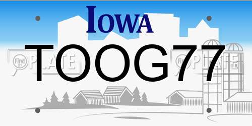 TOOG77 Iowa License Plate