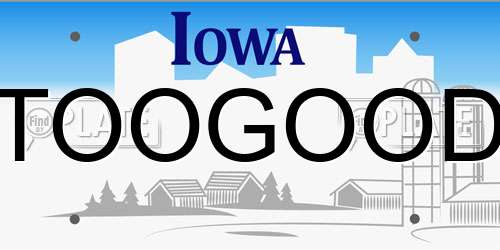 TOOGOOD Iowa License Plate