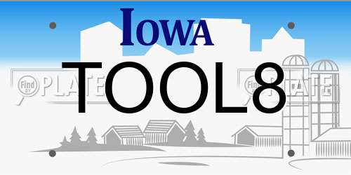 TOOL8 Iowa License Plate