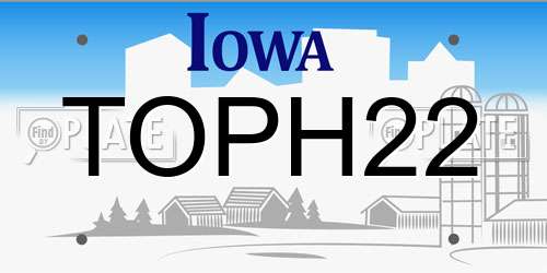 TOPH22 Iowa License Plate