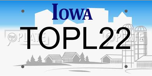 TOPL22 Iowa License Plate