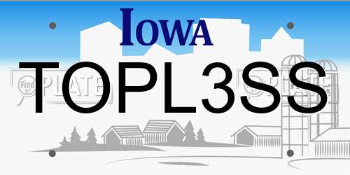 TOPL3SS Iowa License Plate