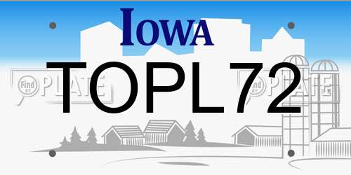 TOPL72 Iowa License Plate