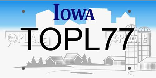 TOPL77 Iowa License Plate