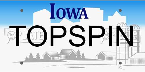 TOPSPIN Iowa License Plate
