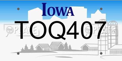 TOQ407 Iowa License Plate