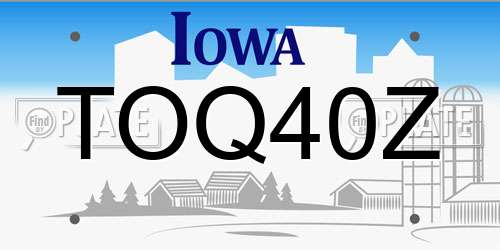 TOQ40Z Iowa License Plate