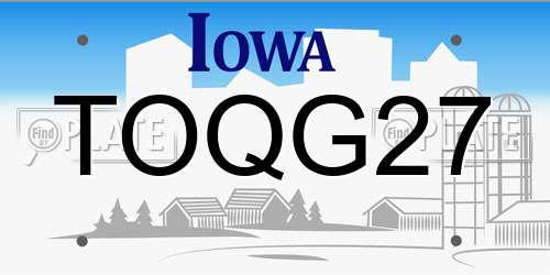 TOQG27 Iowa License Plate