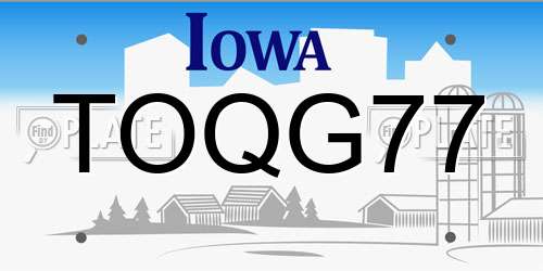 TOQG77 Iowa License Plate