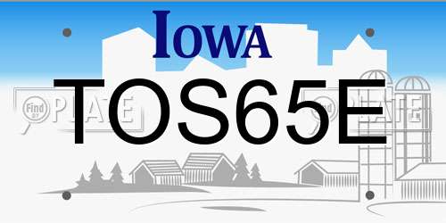 TOS65E Iowa License Plate