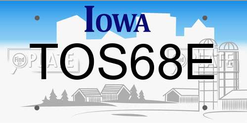 TOS68E Iowa License Plate