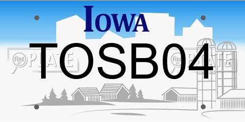 TOSB04 Iowa License Plate
