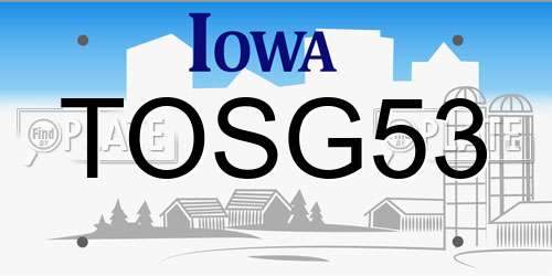 TOSG53 Iowa License Plate