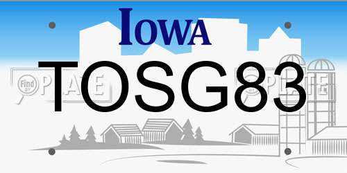 TOSG83 Iowa License Plate