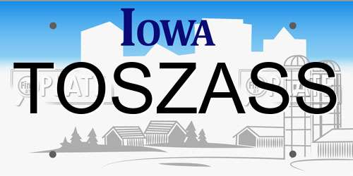 TOSZASS Iowa License Plate