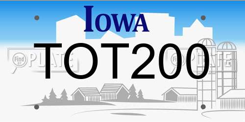 TOT200 Iowa License Plate