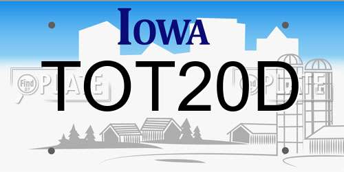 TOT20D Iowa License Plate