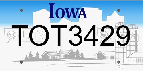 TOT3429 Iowa License Plate