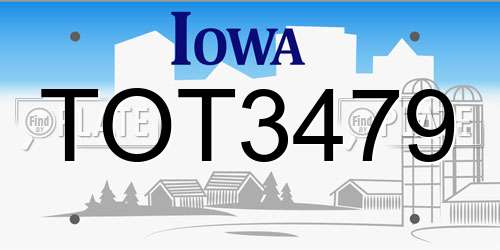 TOT3479 Iowa License Plate
