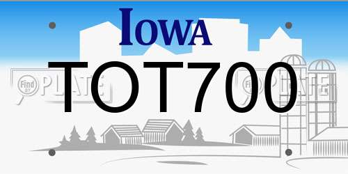 TOT700 Iowa License Plate