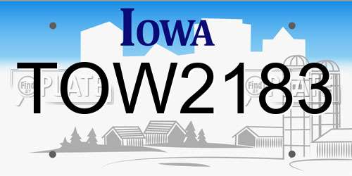 TOW2183 Iowa License Plate