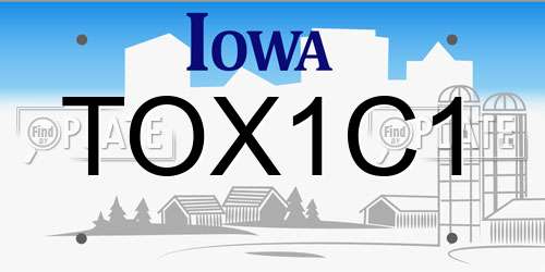TOX1C1 Iowa License Plate