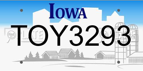 TOY3293 Iowa License Plate